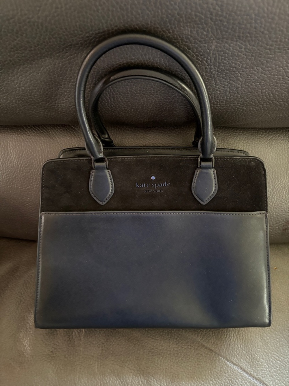 Kate spade medium satchel black with mixed material with suede bag